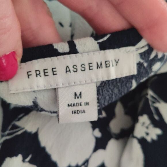 Free Assembly Blue Floral Sleeveless Tie Shoulder Midi Slip Dress Medium - Picture 13 of 16